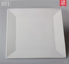 HYU 细纹路纯白盘子 标准西餐盘 8.5寸四方牛排盘 意大利面盘促销