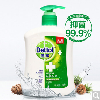 滴露Dettol 健康抑菌洗手液 自然清新 特惠装 500g/瓶 送 300g补充装 易冲洗